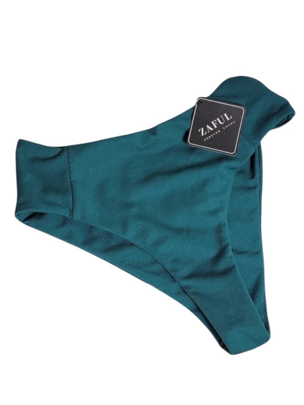 Zaful teal green textured high waisted bikini bottom women's size 4 swimwear